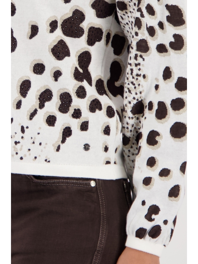 Monari Pullover 566 Dark chocolate gemustert