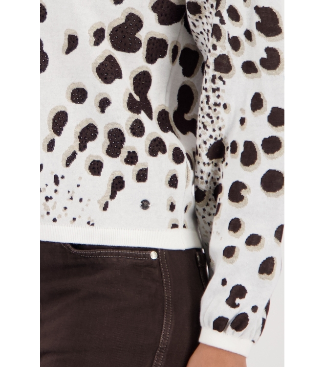 Monari Pullover 566 Dark chocolate gemustert