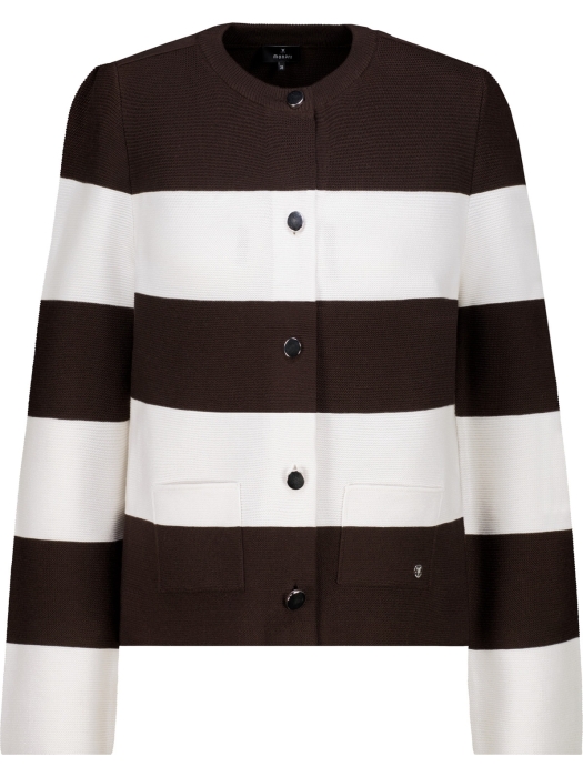 Monari Strickjacke 565 Dark chocolate ringel