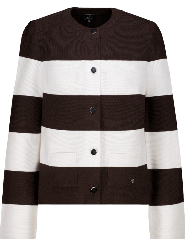 Monari Strickjacke 565 Dark chocolate ringel