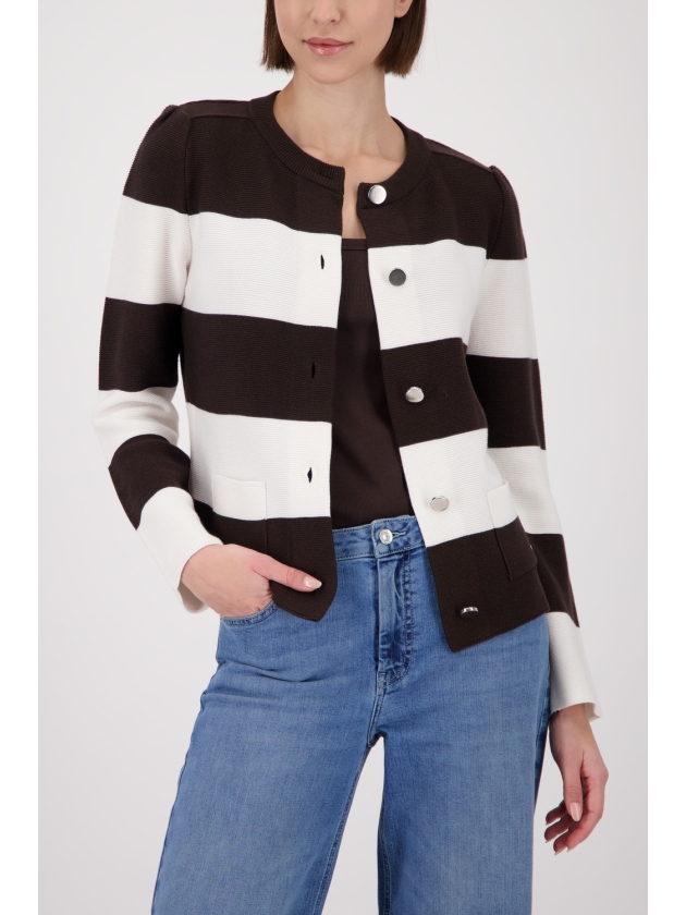 Monari Strickjacke 565 Dark chocolate ringel
