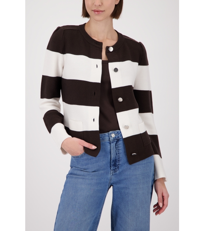 Monari Strickjacke 565 Dark chocolate ringel