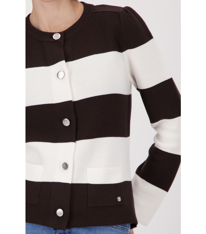 Monari Strickjacke 565 Dark chocolate ringel