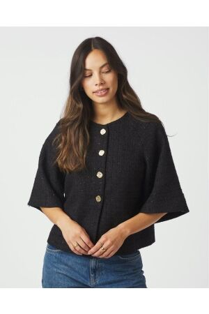 Neo Noir Rosella boucle mini jacket 100 Black