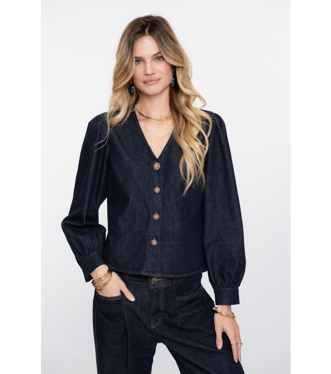 Geisha Blouse denim 880 Dark blue denim