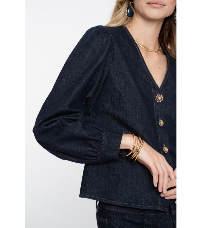 Geisha Blouse denim 880 Dark blue denim