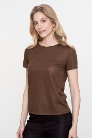 Geisha T-shirt neck foil 785 Dark brown