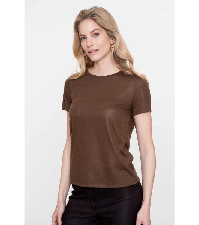 Geisha T-shirt neck foil 785 Dark brown