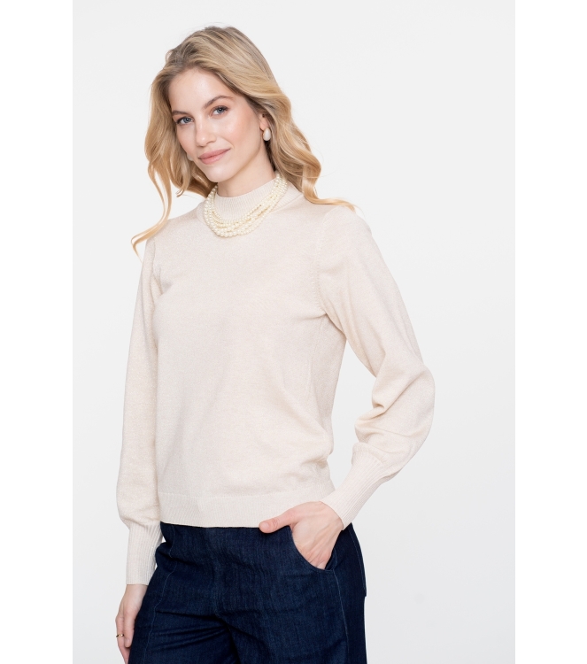 Geisha Pullover basic turtle lurex 10 Off white