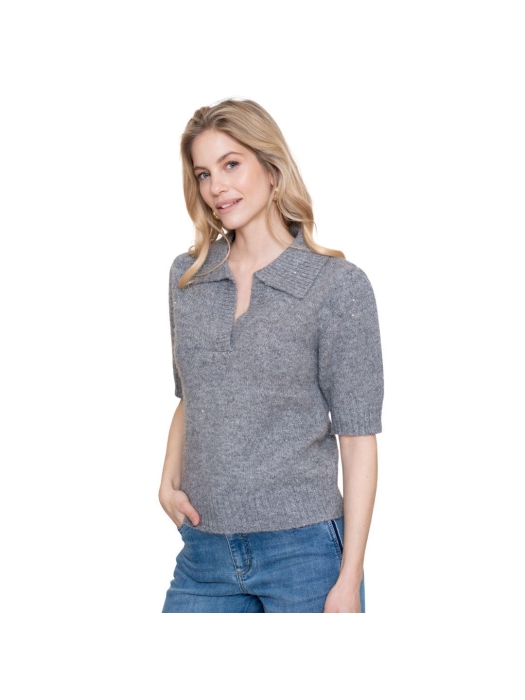 Geisha Pullover V-neck lurex & secq 925 Grey