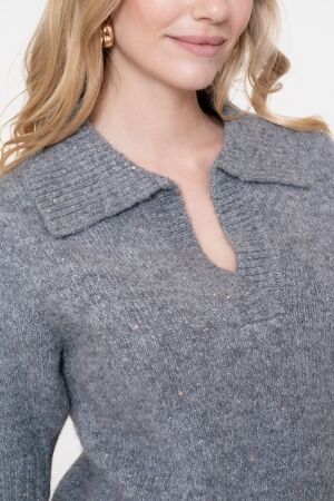 Geisha Pullover V-neck lurex & secq 925 Grey