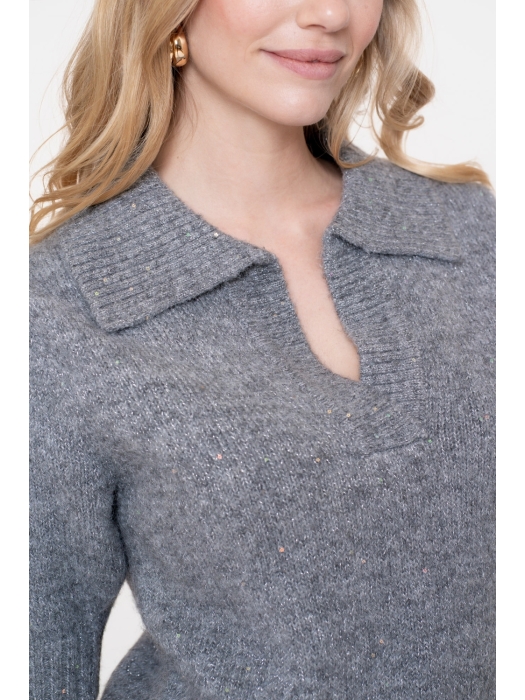 Geisha Pullover V-neck lurex & secq 925 Grey