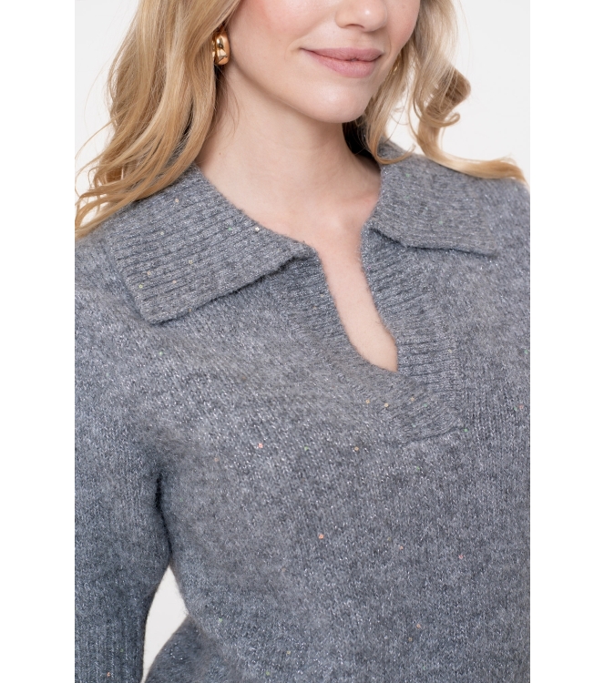 Geisha Pullover V-neck lurex & secq 925 Grey