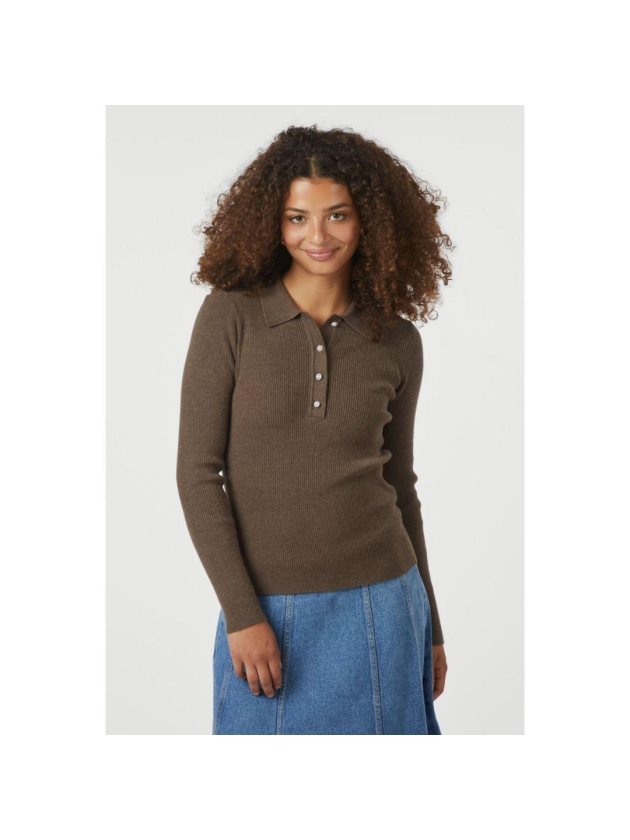 Neo Noir Panama knit blouse 205 Brown melange