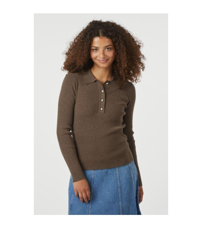 Neo Noir Panama knit blouse 205 Brown melange