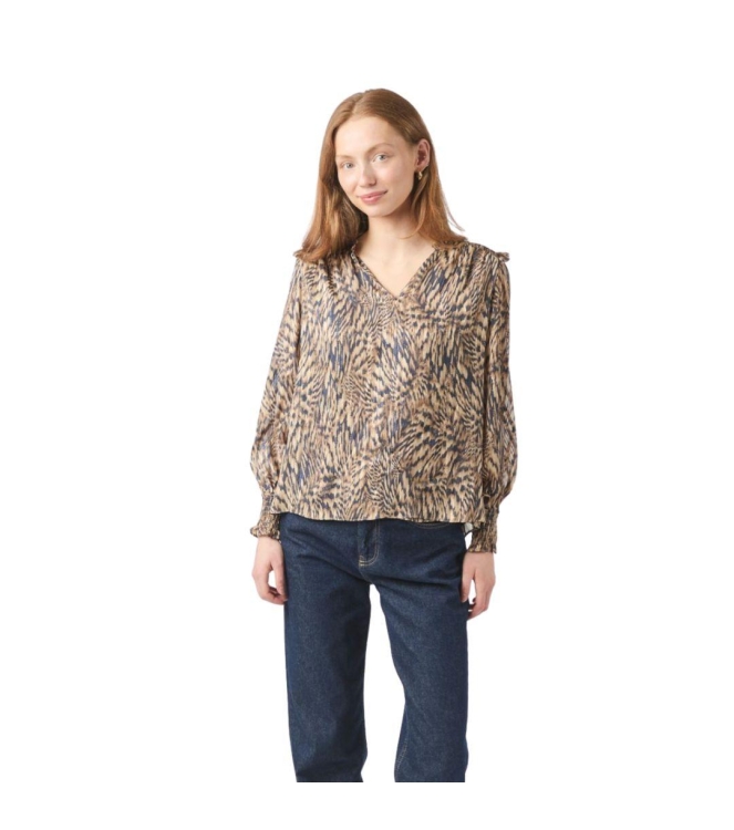 Neo Noir Davina pattern blouse 543 Camel