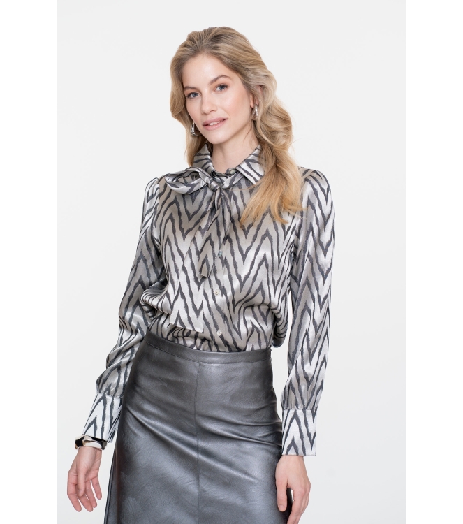 Geisha Blouse animal silver 915 Silver grey