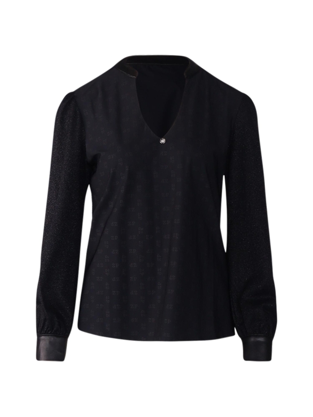 ZIP73 Top tailored collar 008 Black/logo
