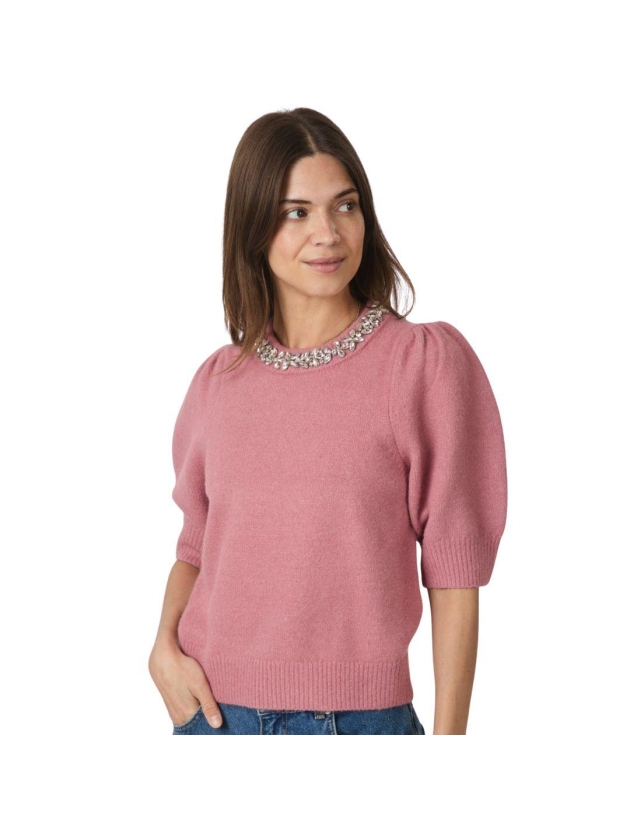 Neo Noir Maia stone knit blouse 165 Rose