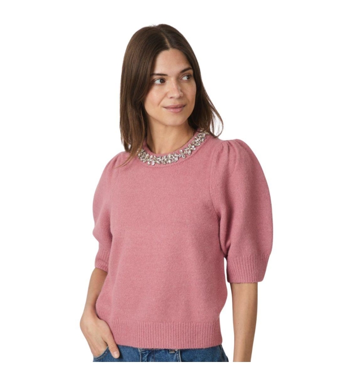 Neo Noir Maia stone knit blouse 165 Rose