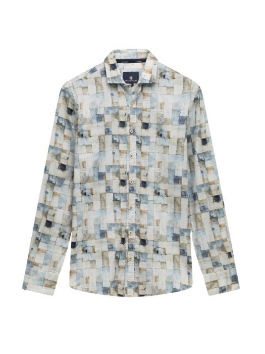 State of Art Shirt LS Print Struc 5114 Lichtblauw