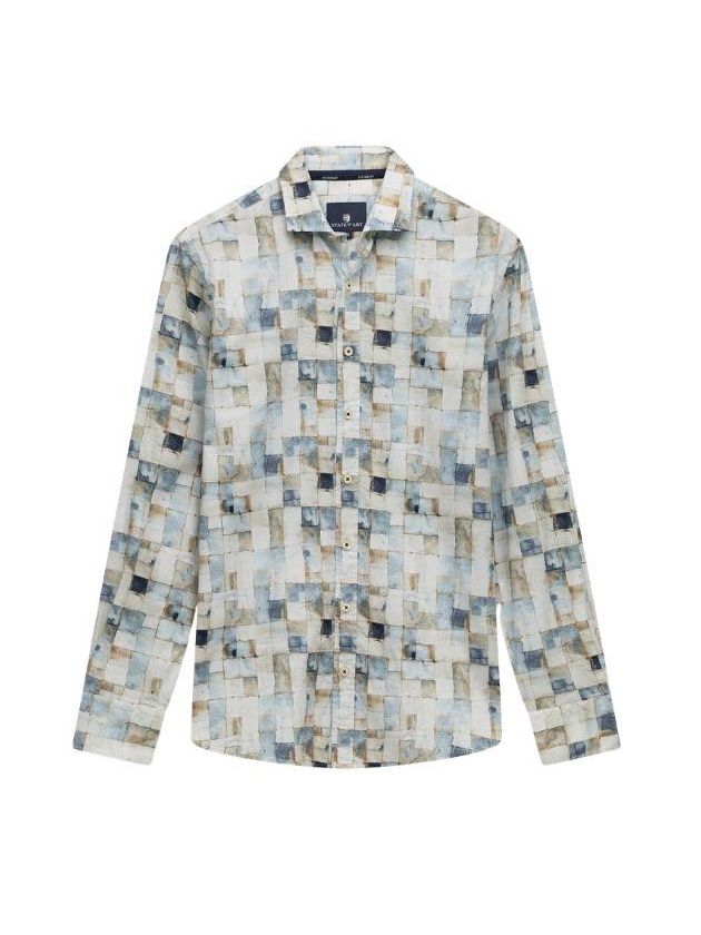 State of Art Shirt LS Print Struc 5114 Lichtblauw