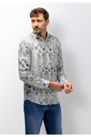 State of Art Shirt LS Print Struc 5114 Lichtblauw