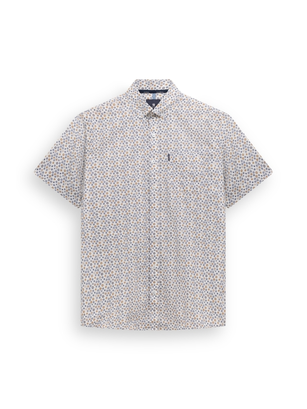 State of Art Shirt SS Print Popli 5314 Middenblauw