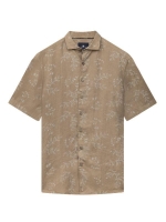 State of Art Shirt SS Print Linen 1611 Beige