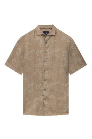 State of Art Shirt SS Print Linen 1611 Beige