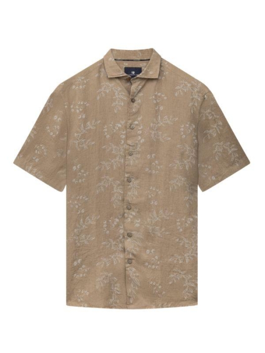 State of Art Shirt SS Print Linen 1611 Beige