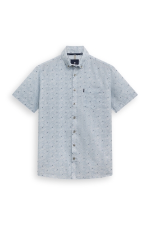 State of Art Shirt SS Print Linen 5258 Mintblauw