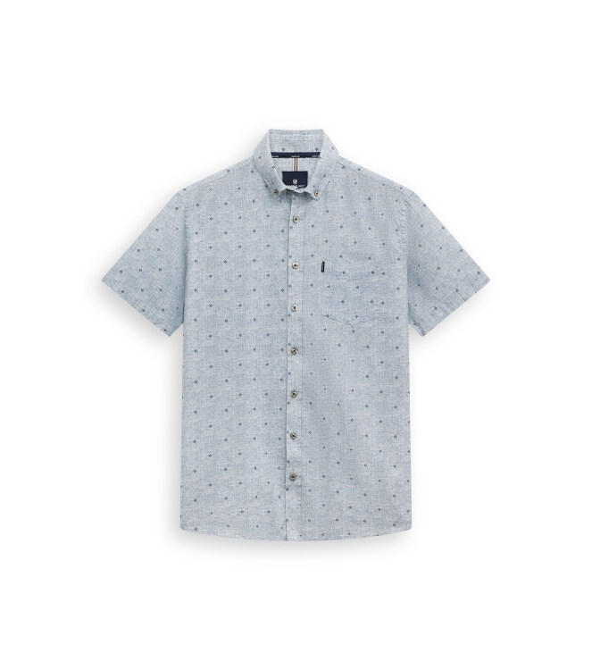 State of Art Shirt SS Print Linen 5258 Mintblauw
