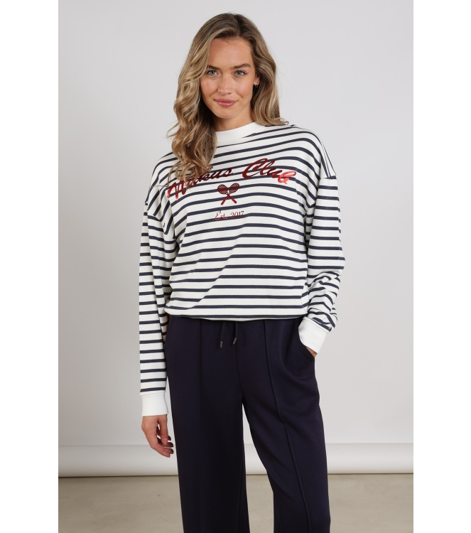 NUKUS Paige Sweater Stripe 137 white/blue