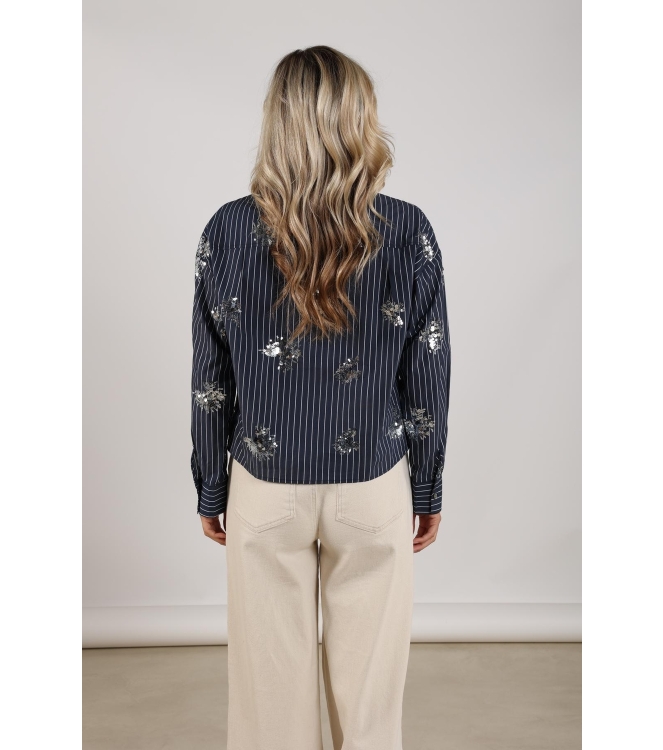 NUKUS Tessa Blouse Paillet 70 navy