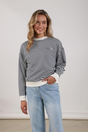NUKUS Patty Pullover Stripe 219 offwhite/navy