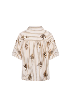 NUKUS Leia Blouse Stripe Paillet 143 offwhite/fango