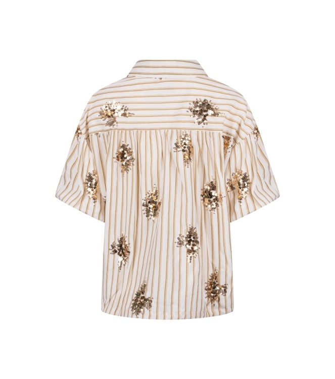 NUKUS Leia Blouse Stripe Paillet 143 offwhite/fango