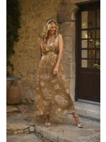 NUKUS Violet Dress Print 273 fango/offwhite