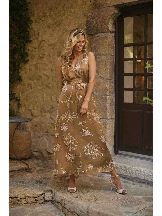 NUKUS Violet Dress Print 273 fango/offwhite