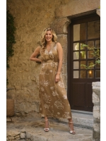 NUKUS Violet Dress Print 273 fango/offwhite