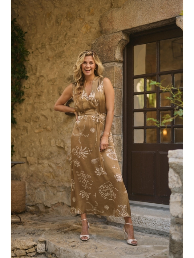 NUKUS Violet Dress Print 273 fango/offwhite
