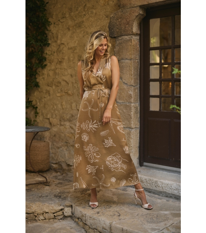 NUKUS Violet Dress Print 273 fango/offwhite