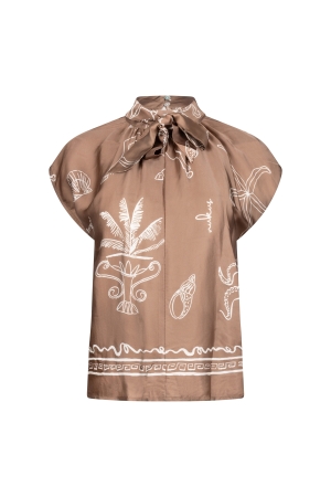 NUKUS Noomi Top Print 273 fango/offwhite