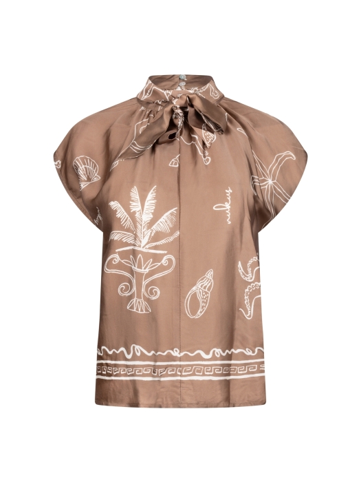 NUKUS Noomi Top Print 273 fango/offwhite