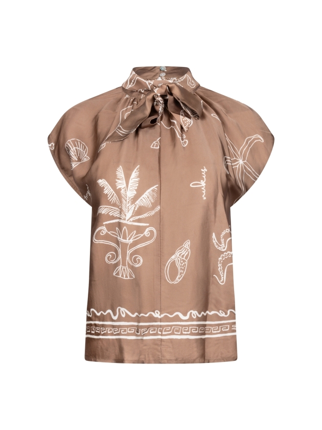NUKUS Noomi Top Print 273 fango/offwhite