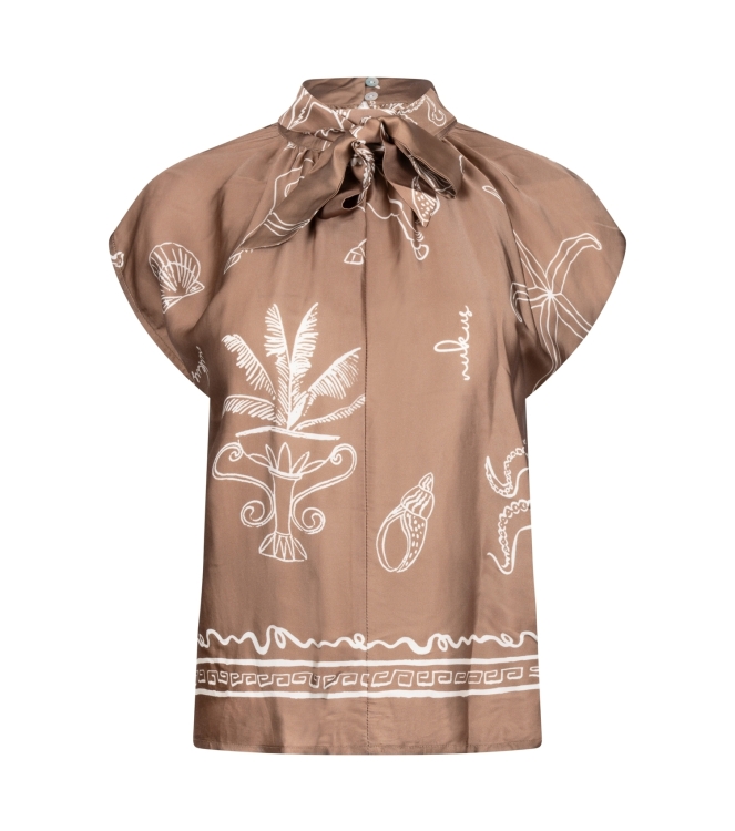 NUKUS Noomi Top Print 273 fango/offwhite