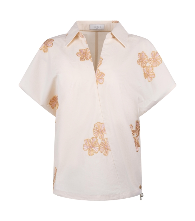 NUKUS Daniek Top Embroidery 79 offwhite/blush