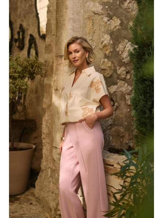 NUKUS Daniek Top Embroidery 79 offwhite/blush