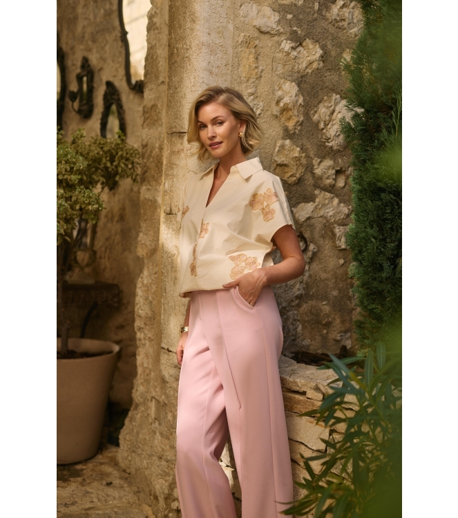 NUKUS Daniek Top Embroidery 79 offwhite/blush